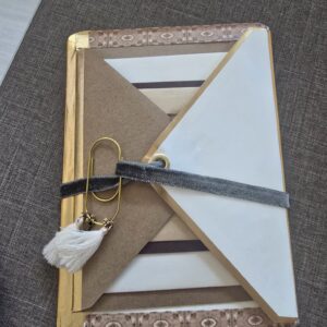 Finished Permission to Create creative journal folio with elastic closure, styled with a Permission to Create card