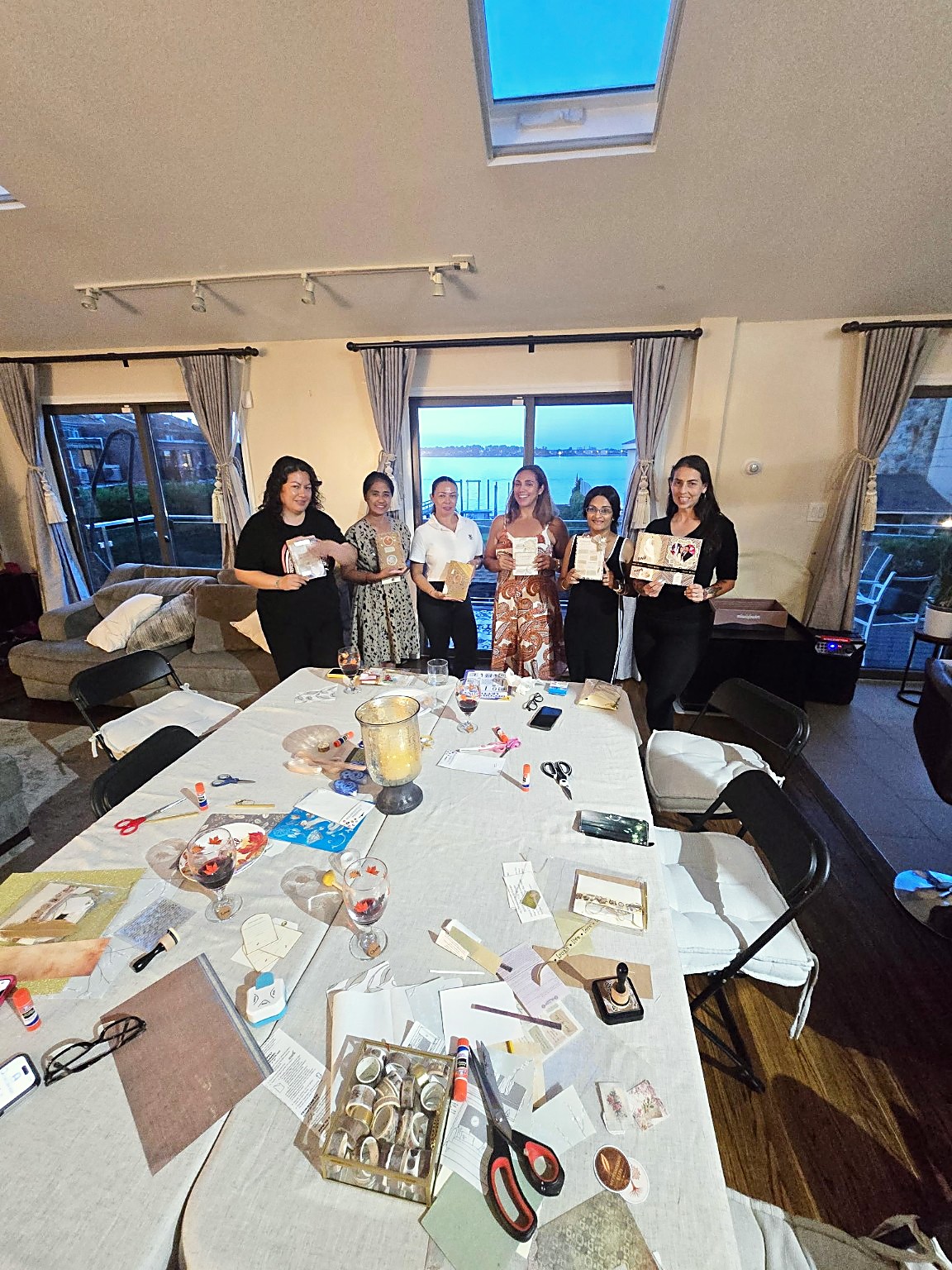 A wider view of the gathering table at a My Craft Studio journaling evening