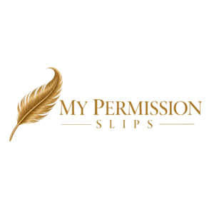 My Permission Slips gold feather logo